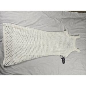 Honey Peach Dress Womens Small White Crochet Knit Tank Lined Beach‎ Casual